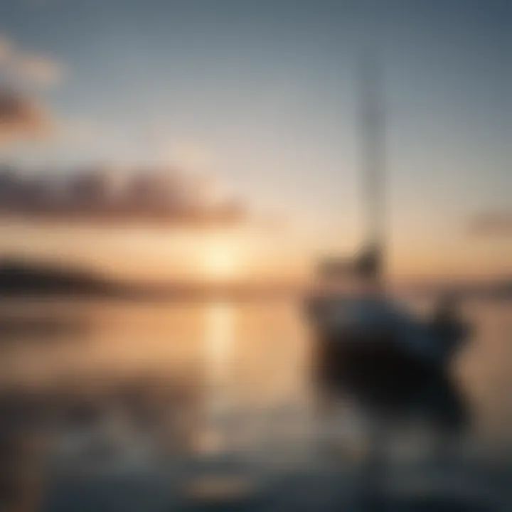 A scenic view of a boat on tranquil waters