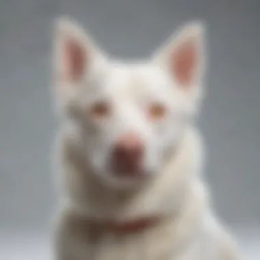 A striking albino dog showcasing its unique coat and features