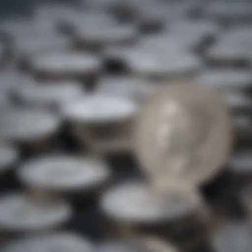 A close-up of silver coins showcasing their shine and detail