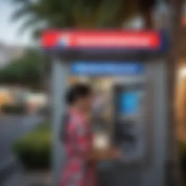 A local Hawaiian resident utilizing banking services at a Bank of America ATM