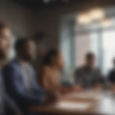 Diverse group of entrepreneurs brainstorming in a modern office setting