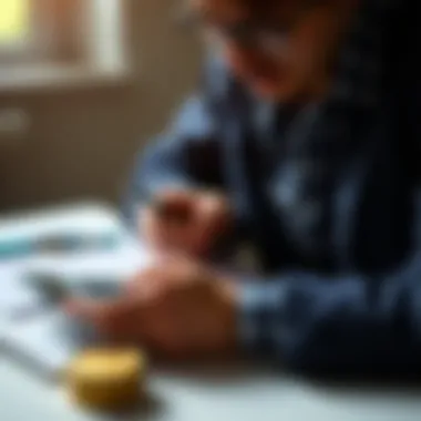 A person calculating financial gains with a calculator and notepad