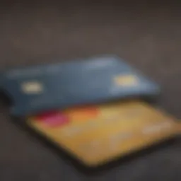 Close-up of a credit card with low credit score indicators