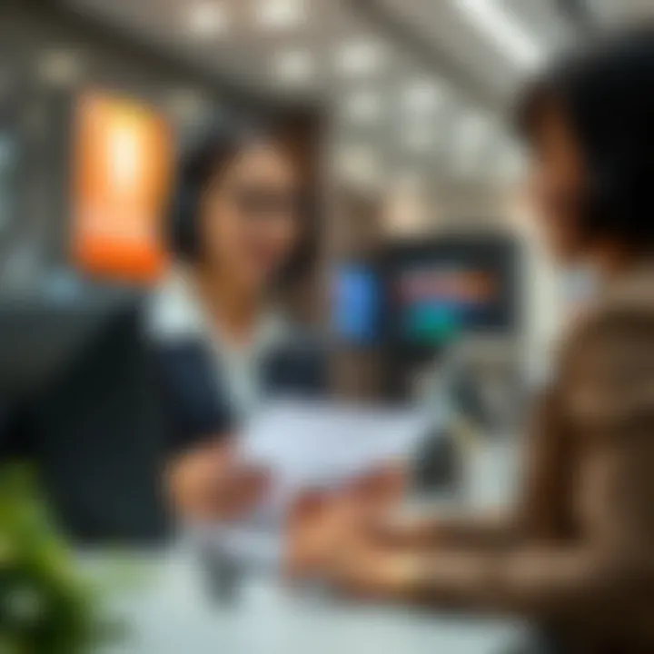 Customer service representative assisting clients