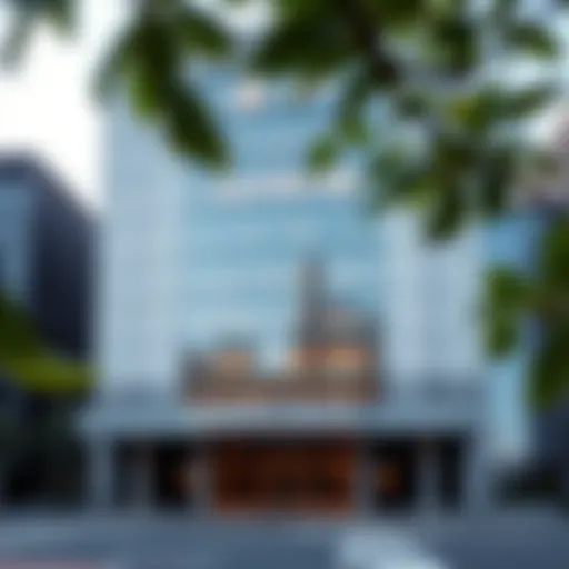 Modern bank headquarters building