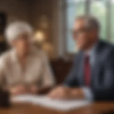 Consulting a Financial Advisor on Retirement Educator discussing retirement benefits with a financial advisor