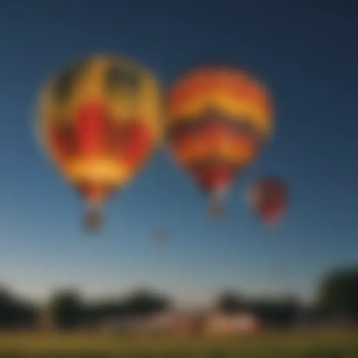 Colorful hot air balloons over Bloomington Indiana