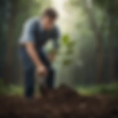 Illustration featuring a beginner planting a tree symbolizing growth and investment in an IRA