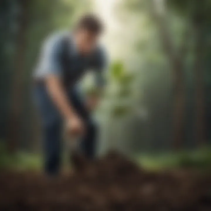 Illustration featuring a beginner planting a tree symbolizing growth and investment in an IRA