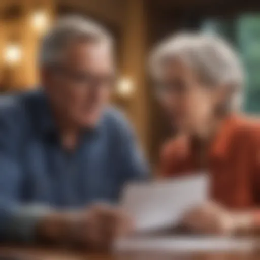 Elderly couple discussing retirement finances