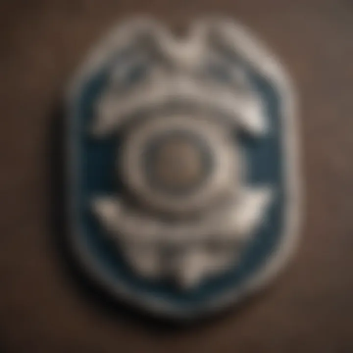 A police badge representing law enforcement's role in identity theft recovery.