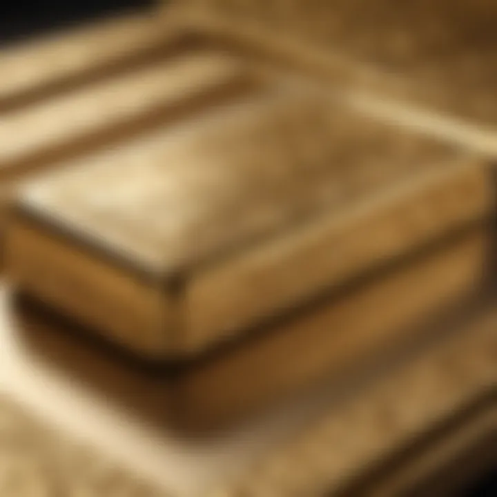 Detailed close-up of a gold bar's intricate design