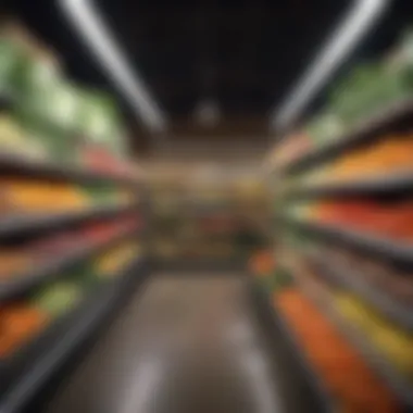 Fresh Produce and Organic Options A vibrant grocery store aisle showcasing fresh produce and organic options