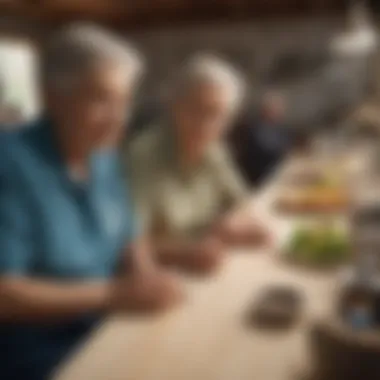 Elderly couple volunteering at a local charity