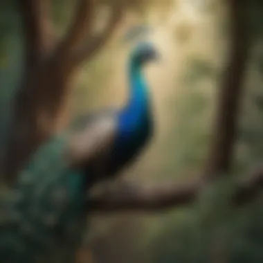 Elegant Peacock Perched on Branch