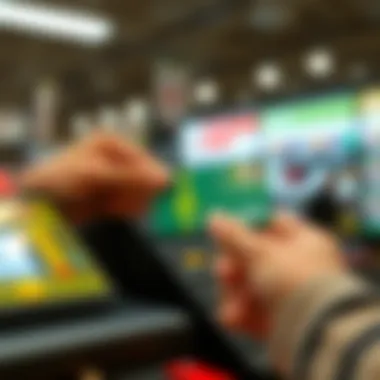 A close-up of a gift card being activated at the register