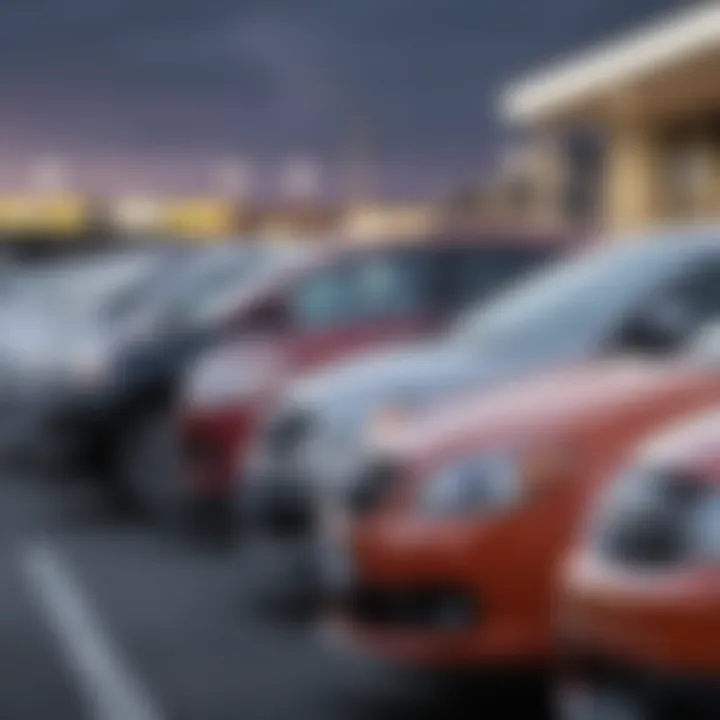 A variety of used cars lined up in a dealership showcasing options