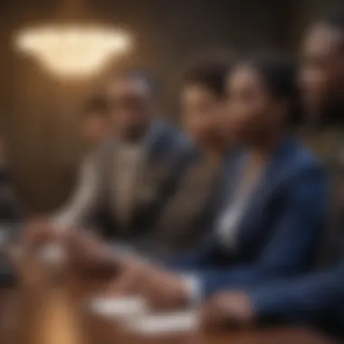 Exploring Banking Opportunities Together A diverse group discussing banking options and opportunities