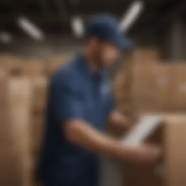 Delivery person organizing packages