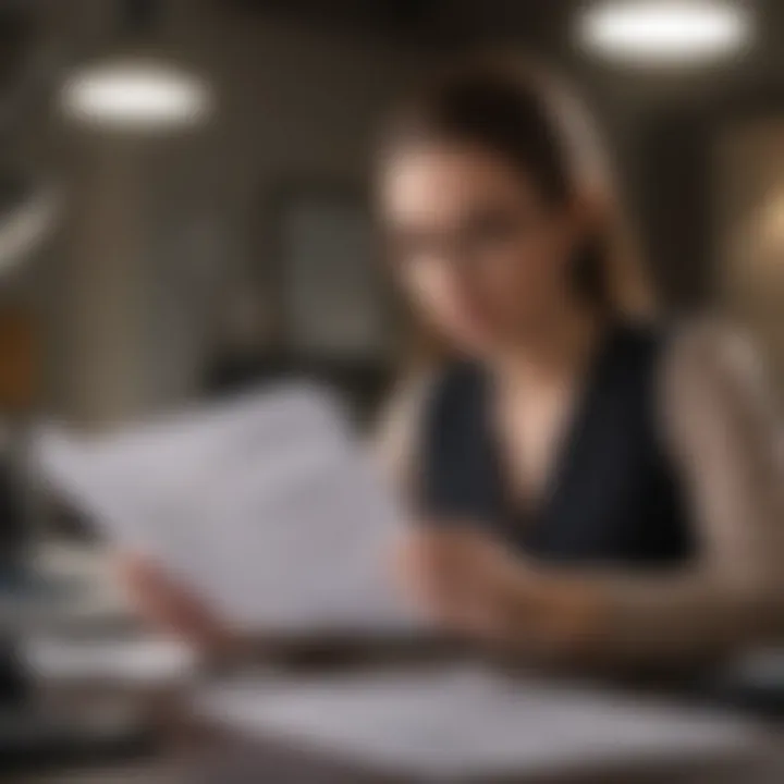 Female accountant examining financial documents