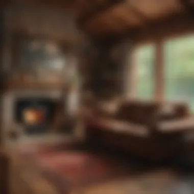 Cozy interior of a lakefront cottage