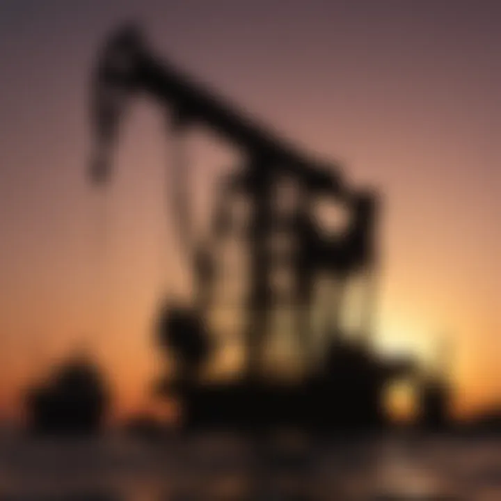 Oil Rig Silhouette Against Sunset