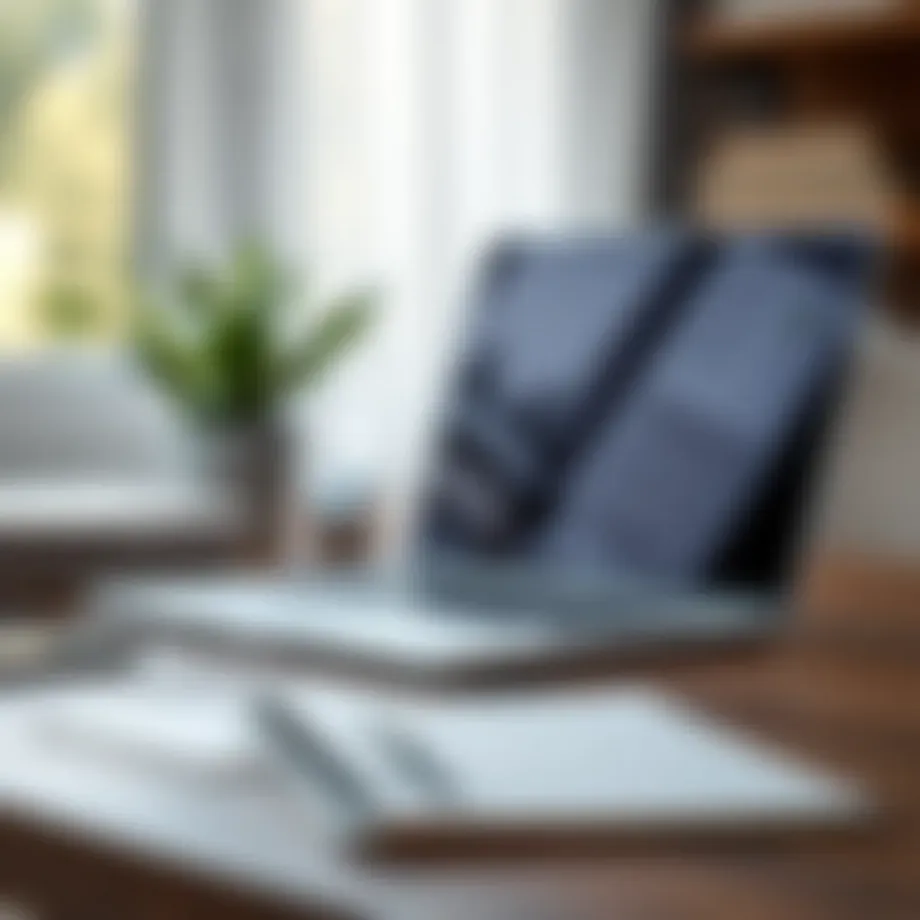 A serene workspace with a laptop and notepad, symbolizing financial planning.