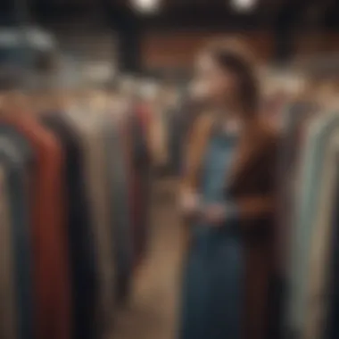 A sustainable fashion enthusiast browsing through vintage clothing racks