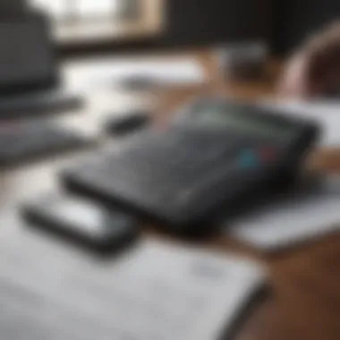 A calculator and financial documents on a desk