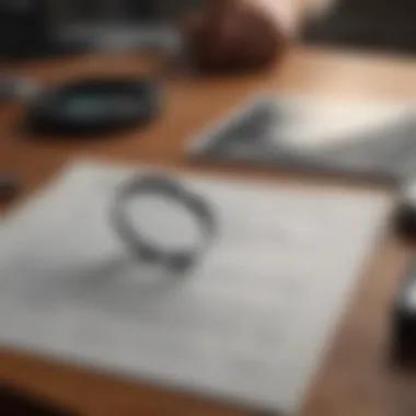 Financial documents on desk with magnifying glass