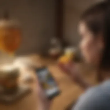 Engaging with the Honey App User interacting with the Honey app on a smartphone