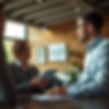 Real estate professional consulting with a client