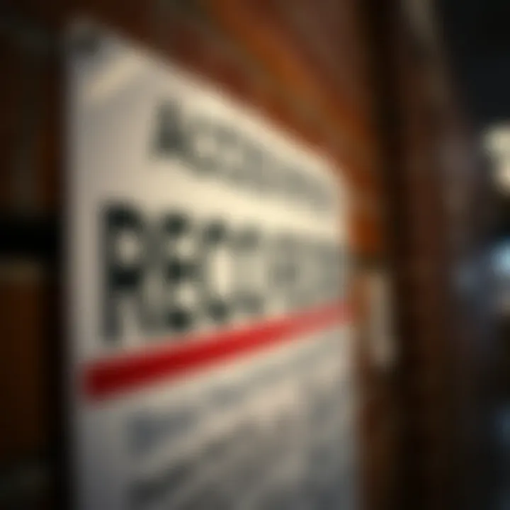 Close-up of a public records office sign