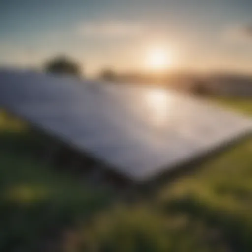 A vibrant landscape showcasing solar panels in a sunlit field