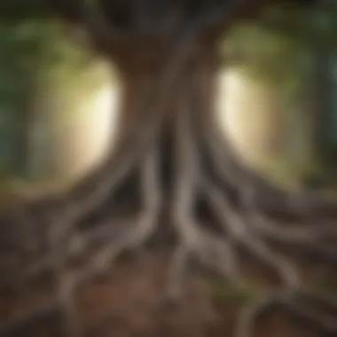 Illustration of a tree with intertwined roots symbolizing the depth and growth in a lasting relationship