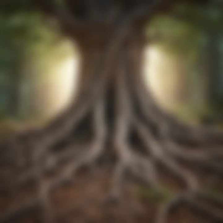 Illustration of a tree with intertwined roots symbolizing the depth and growth in a lasting relationship