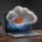 Illustration of laptop with cloud storage symbol