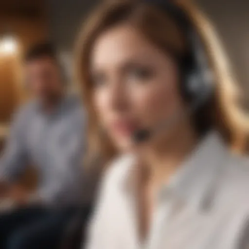 Illustration of a customer service representative assisting a client over the phone