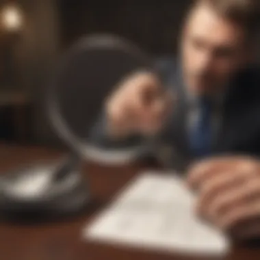 Illustration of a magnifying glass inspecting a bank charge