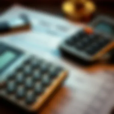Precision in Tax Calculations A close-up of a calculator and tax forms indicating meticulous calculations