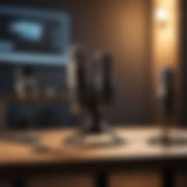 Engaging Podcast Studio Environment Dynamic podcast studio setup with microphones and sound equipment