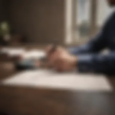 An individual reviewing financial documents with a calculator.