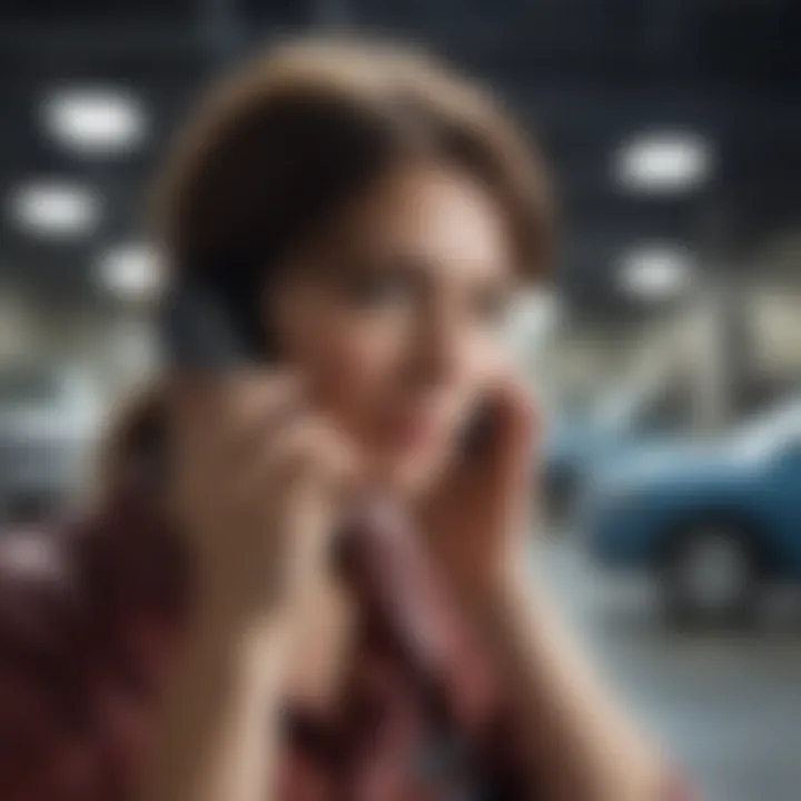 Illustration of person on phone discussing auto insurance claim