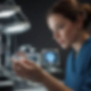 A healthcare professional examining advanced medical equipment