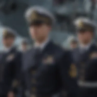 Navy cadets training on a ship deck