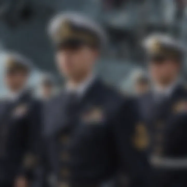 Navy cadets training on a ship deck