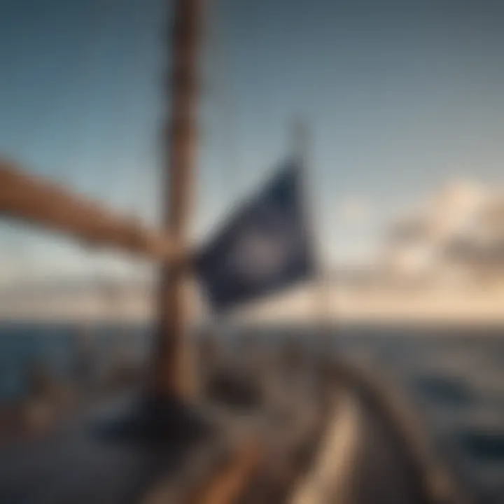 Navy flag waving proudly on a ship