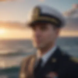 Navy officer in uniform overlooking the sea