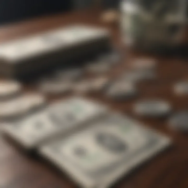 Different types of money orders displayed on a table