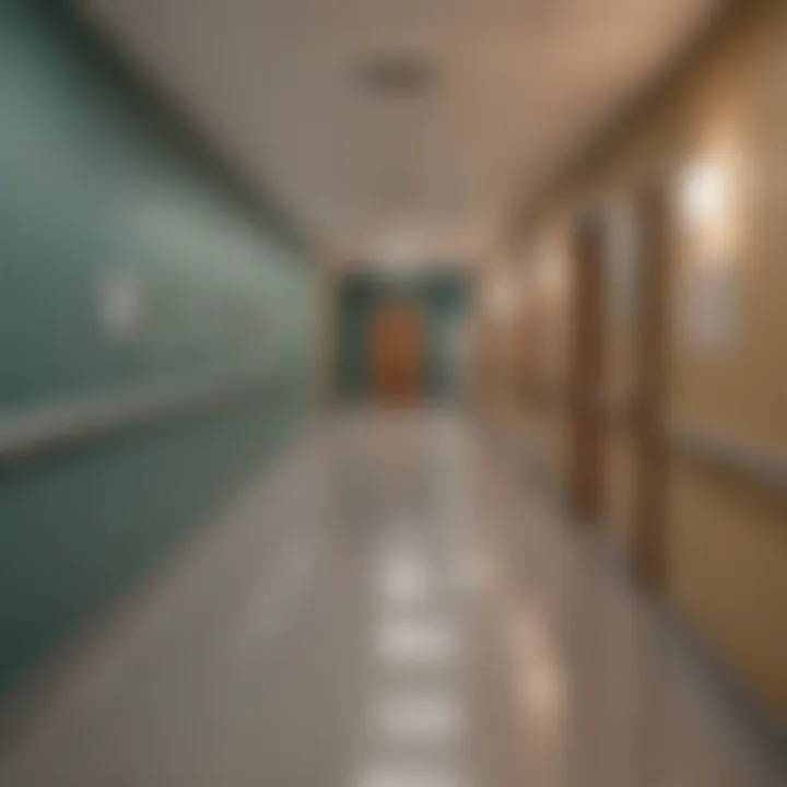 A hospital hallway leading to the plasma donation area